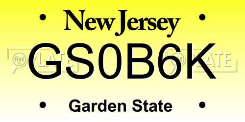 GS0B6K New Jersey License Plate