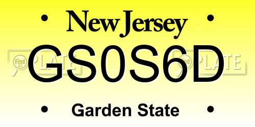 GS0S6D New Jersey License Plate