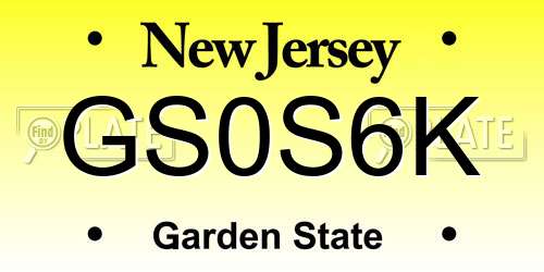 GS0S6K New Jersey License Plate