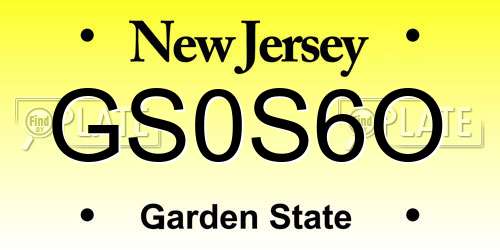 GS0S6O New Jersey License Plate