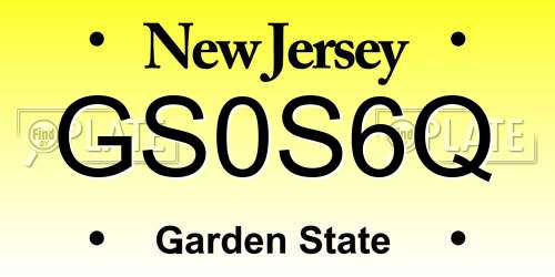 GS0S6Q New Jersey License Plate