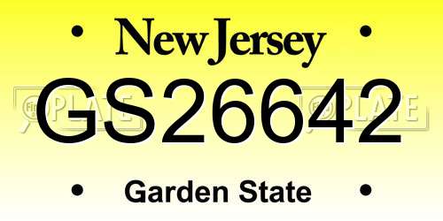 GS26642 New Jersey License Plate