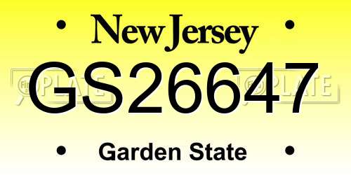 GS26647 New Jersey License Plate