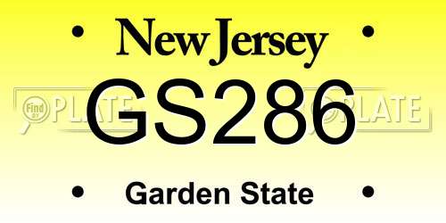 GS286 New Jersey License Plate