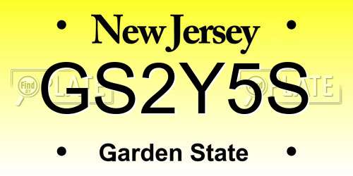 GS2Y5S New Jersey License Plate