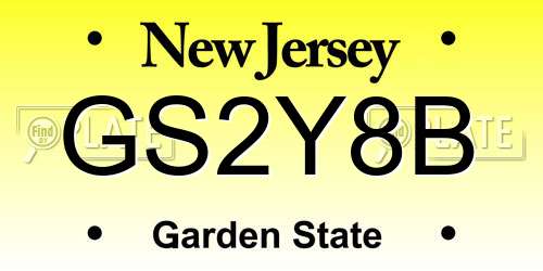 GS2Y8B New Jersey License Plate