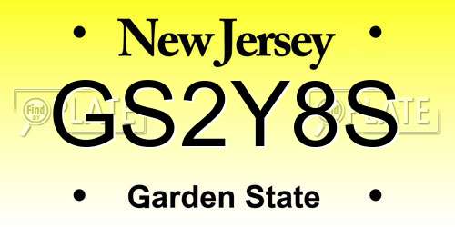 GS2Y8S New Jersey License Plate
