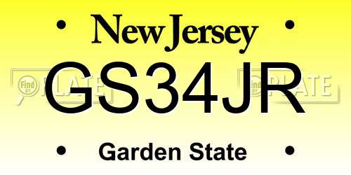 GS34JR New Jersey License Plate
