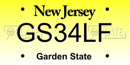 GS34LF New Jersey License Plate