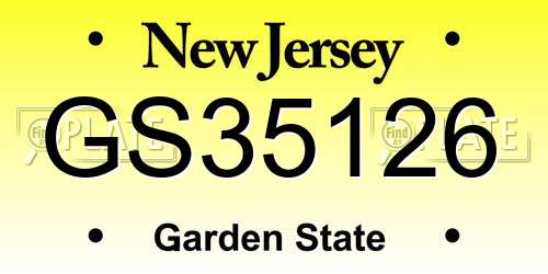 GS35126 New Jersey License Plate