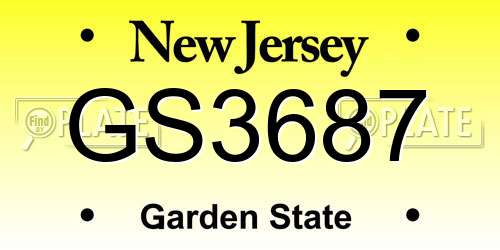 GS3687 New Jersey License Plate