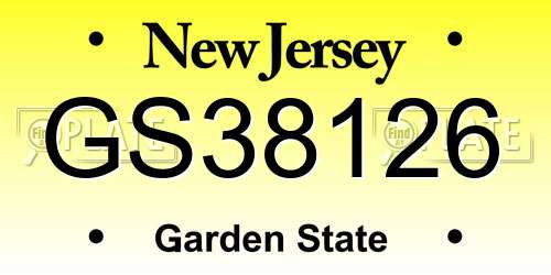 GS38126 New Jersey License Plate