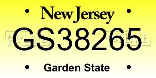 GS38265 New Jersey License Plate