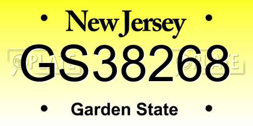 GS38268 New Jersey License Plate