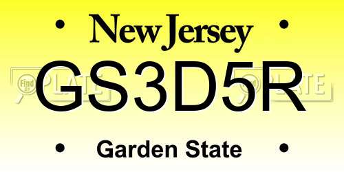 GS3D5R New Jersey License Plate