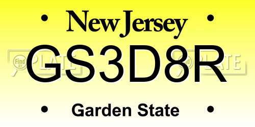 GS3D8R New Jersey License Plate