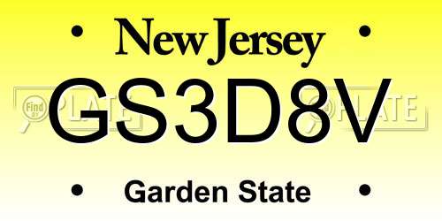 GS3D8V New Jersey License Plate