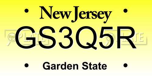 GS3Q5R New Jersey License Plate