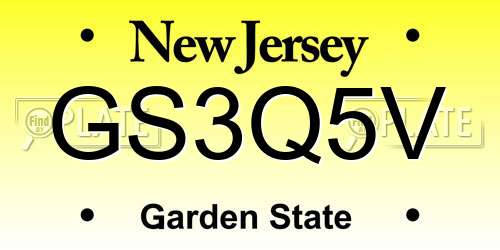GS3Q5V New Jersey License Plate