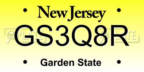 GS3Q8R New Jersey License Plate