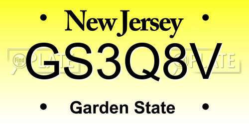 GS3Q8V New Jersey License Plate