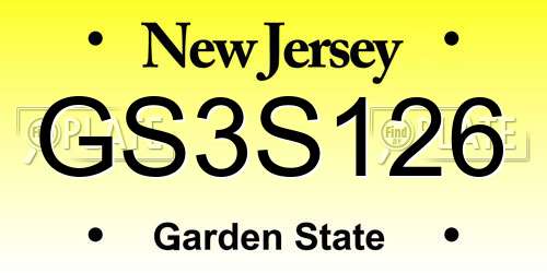 GS3S126 New Jersey License Plate