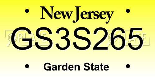GS3S265 New Jersey License Plate