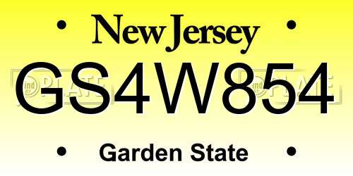 GS4W854 New Jersey License Plate