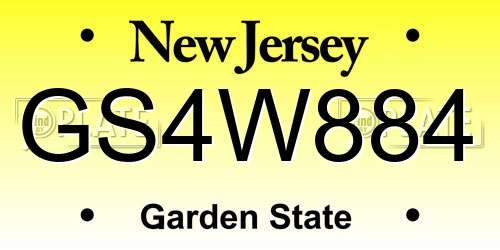 GS4W884 New Jersey License Plate