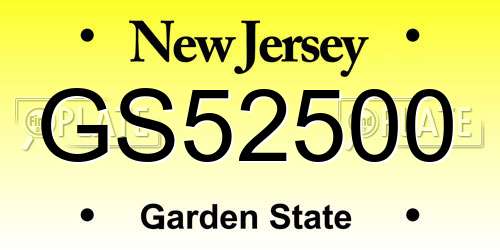 GS52500 New Jersey License Plate