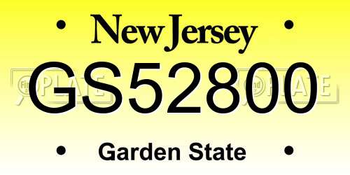 GS52800 New Jersey License Plate