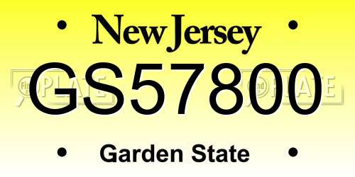 GS57800 New Jersey License Plate