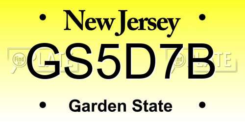 GS5D7B New Jersey License Plate