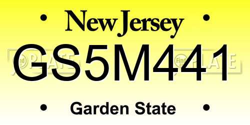 GS5M441 New Jersey License Plate