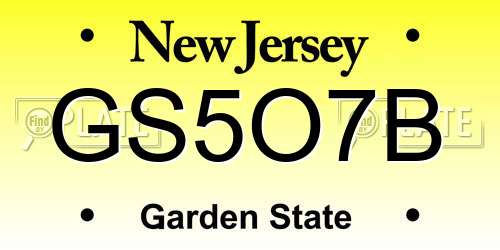 GS5O7B New Jersey License Plate