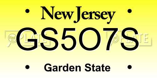 GS5O7S New Jersey License Plate
