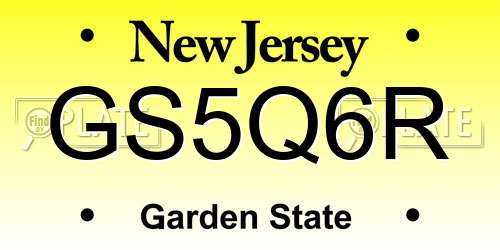 GS5Q6R New Jersey License Plate