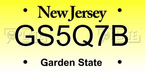 GS5Q7B New Jersey License Plate