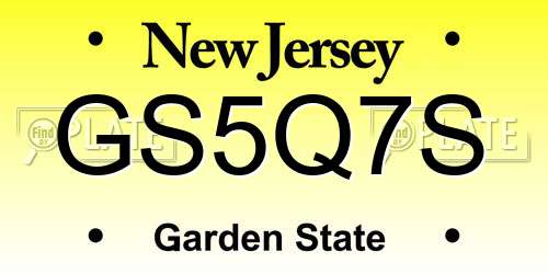 GS5Q7S New Jersey License Plate