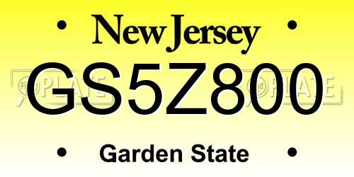 GS5Z800 New Jersey License Plate