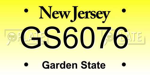 GS6076 New Jersey License Plate