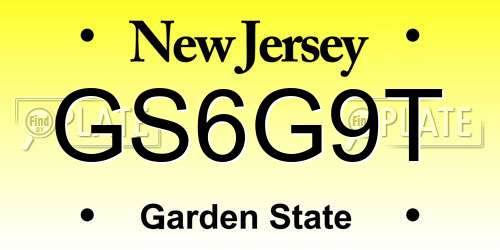 GS6G9T New Jersey License Plate