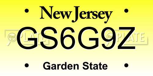 GS6G9Z New Jersey License Plate