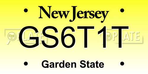 GS6T1T New Jersey License Plate