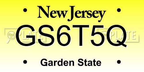 GS6T5Q New Jersey License Plate
