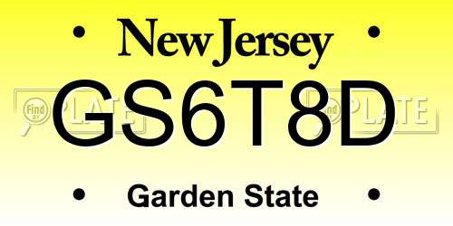 GS6T8D New Jersey License Plate