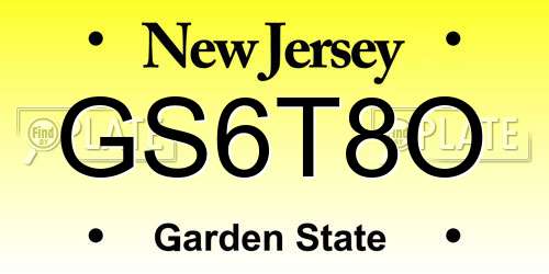 GS6T8O New Jersey License Plate