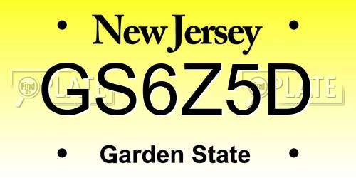 GS6Z5D New Jersey License Plate