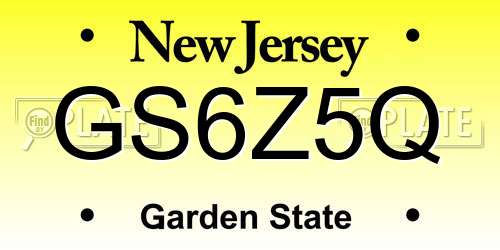 GS6Z5Q New Jersey License Plate