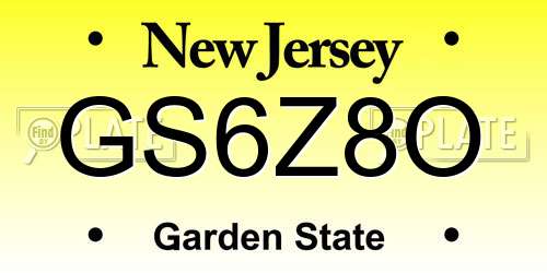GS6Z8O New Jersey License Plate